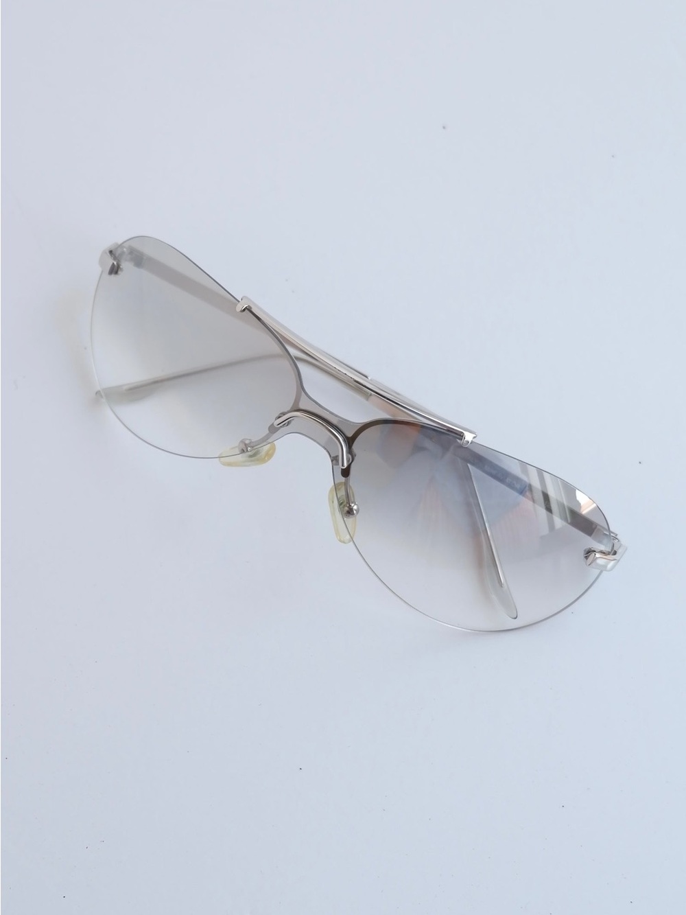 Dior Vintage Rimless Silver Gradient Lens Mini Aviator Women's Sunglasses